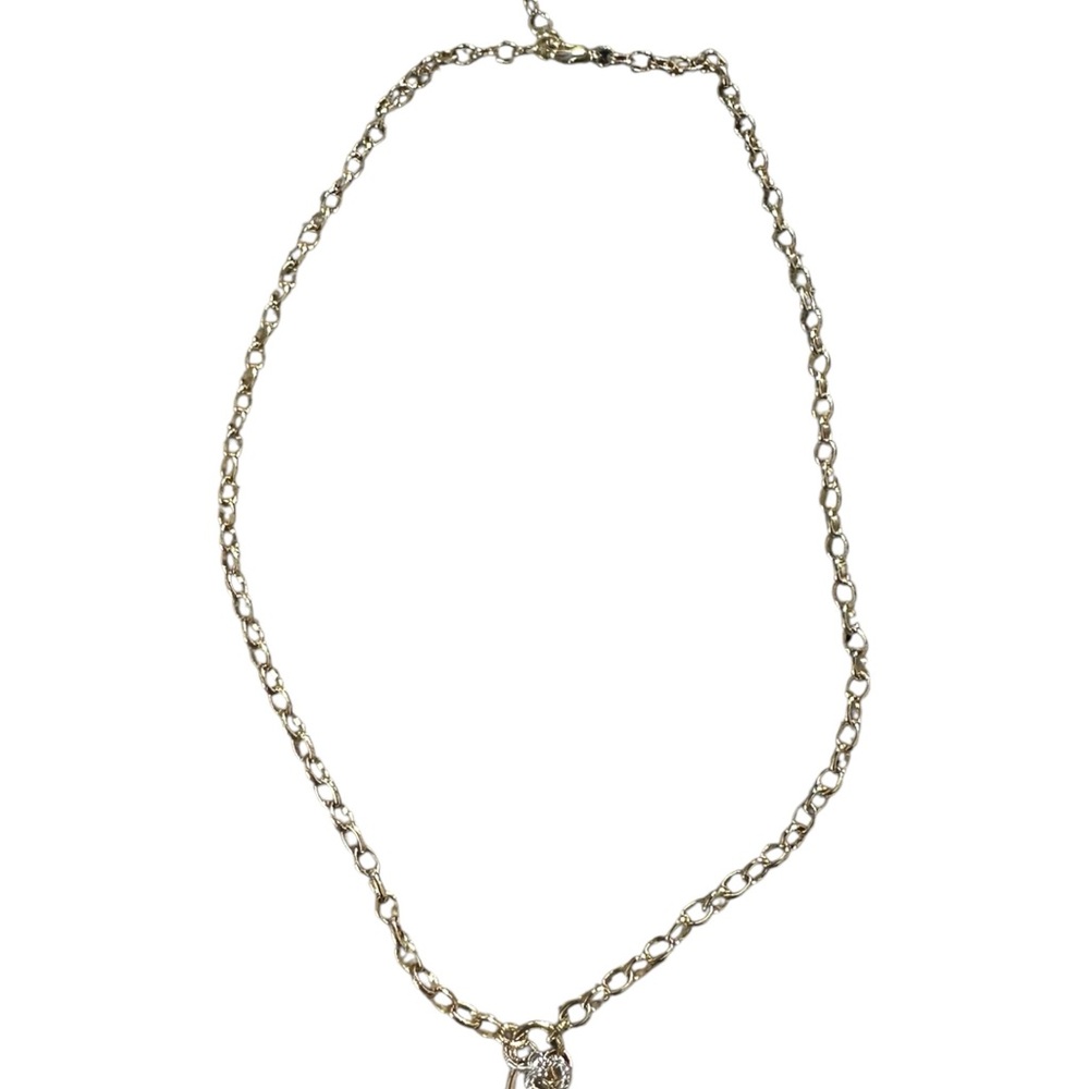 NWT Cubic Zirconia key & Genuine Mother Of pearl Inlay Stone Necklace Gold Tone. - Picture 6 of 7